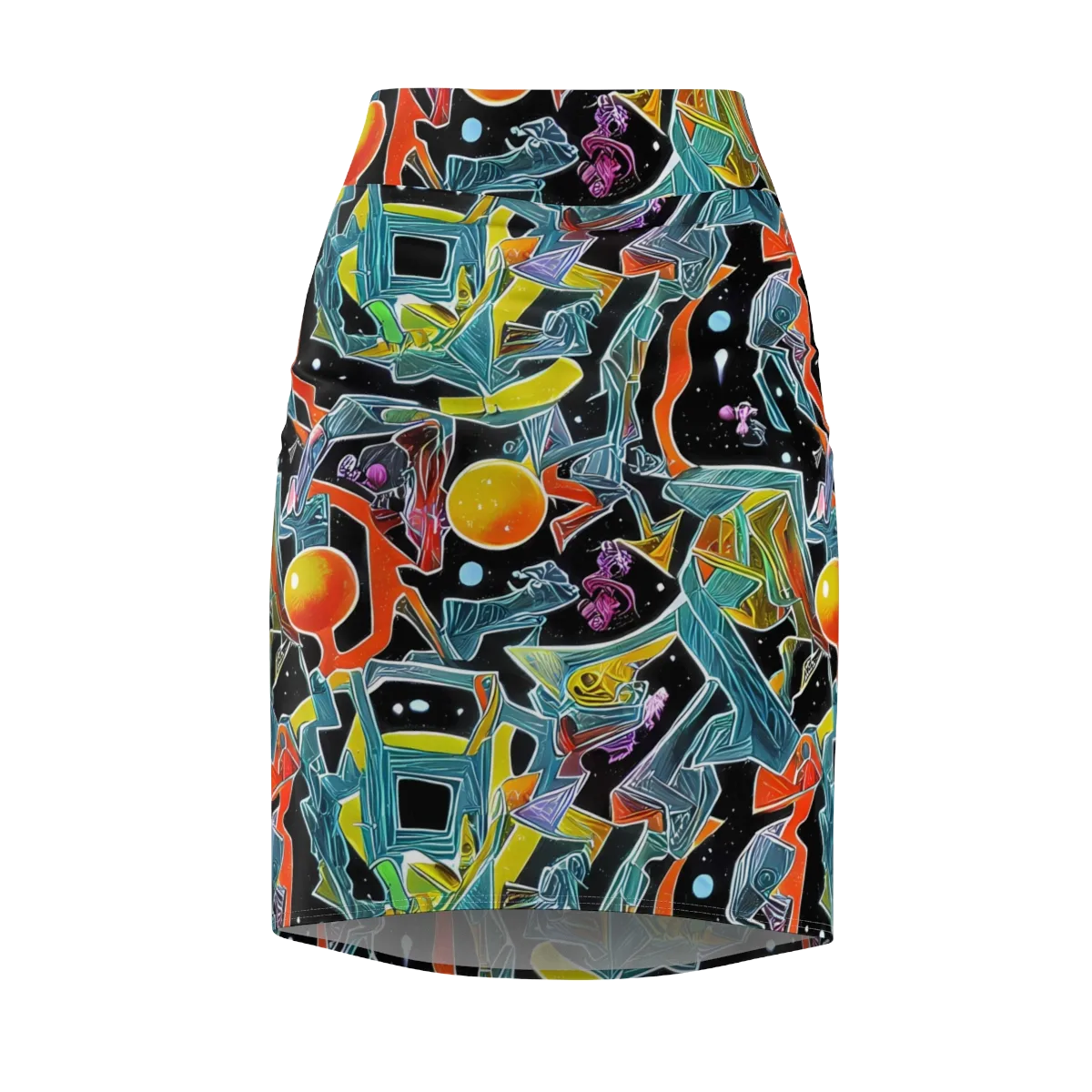 Lunar Collision on Pencil Skirt — Front
