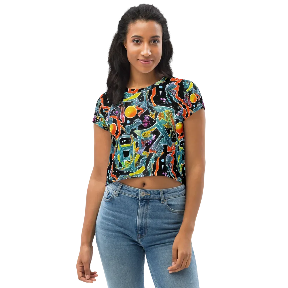 Lunar Collision on Crop Tee — Front