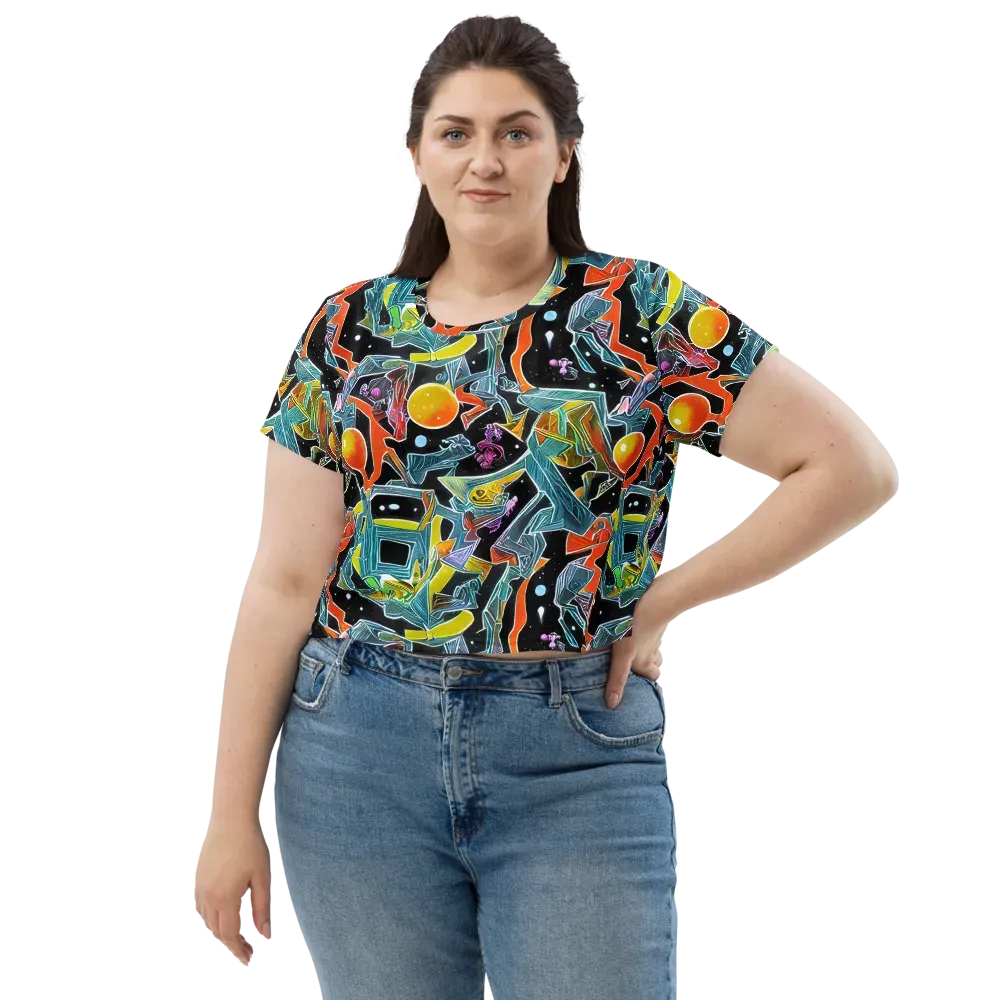 Lunar Collision on Crop Tee — Front