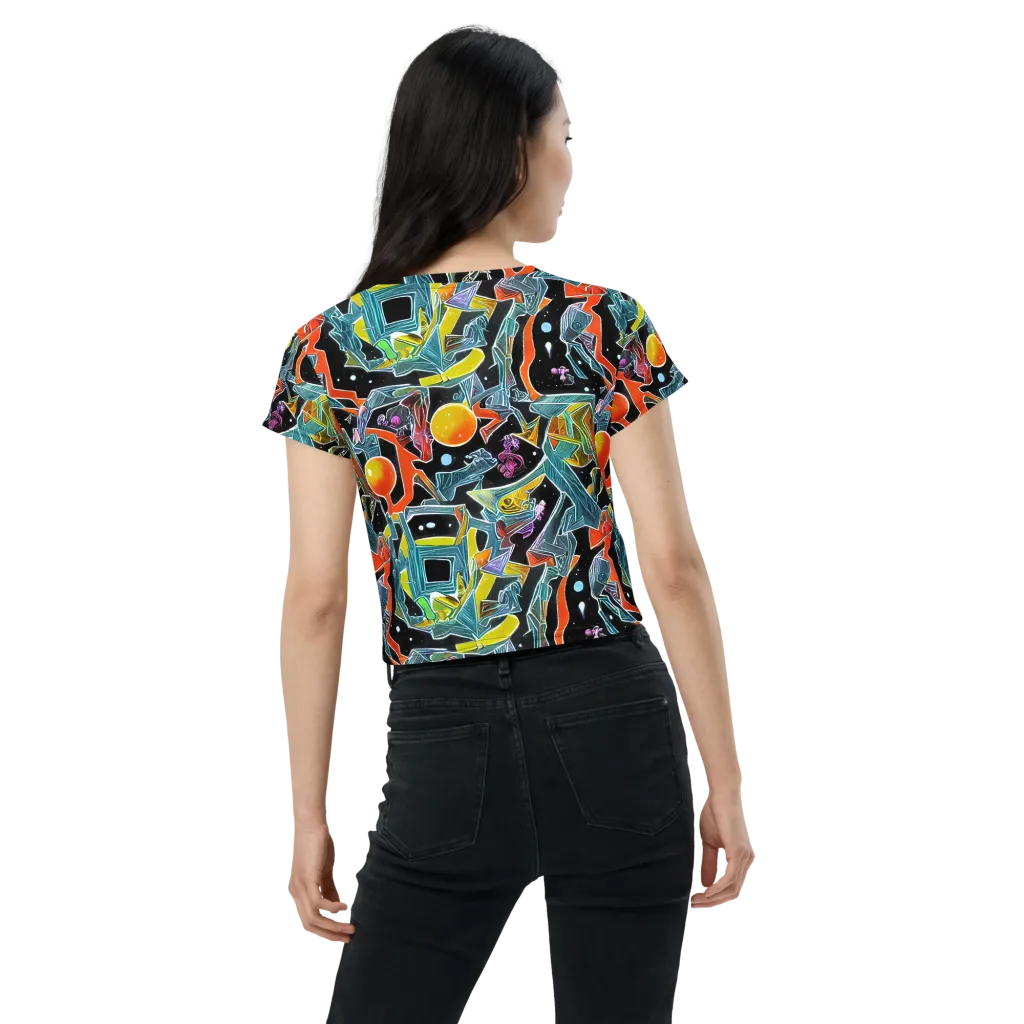 Lunar Collision on Crop Tee — Back