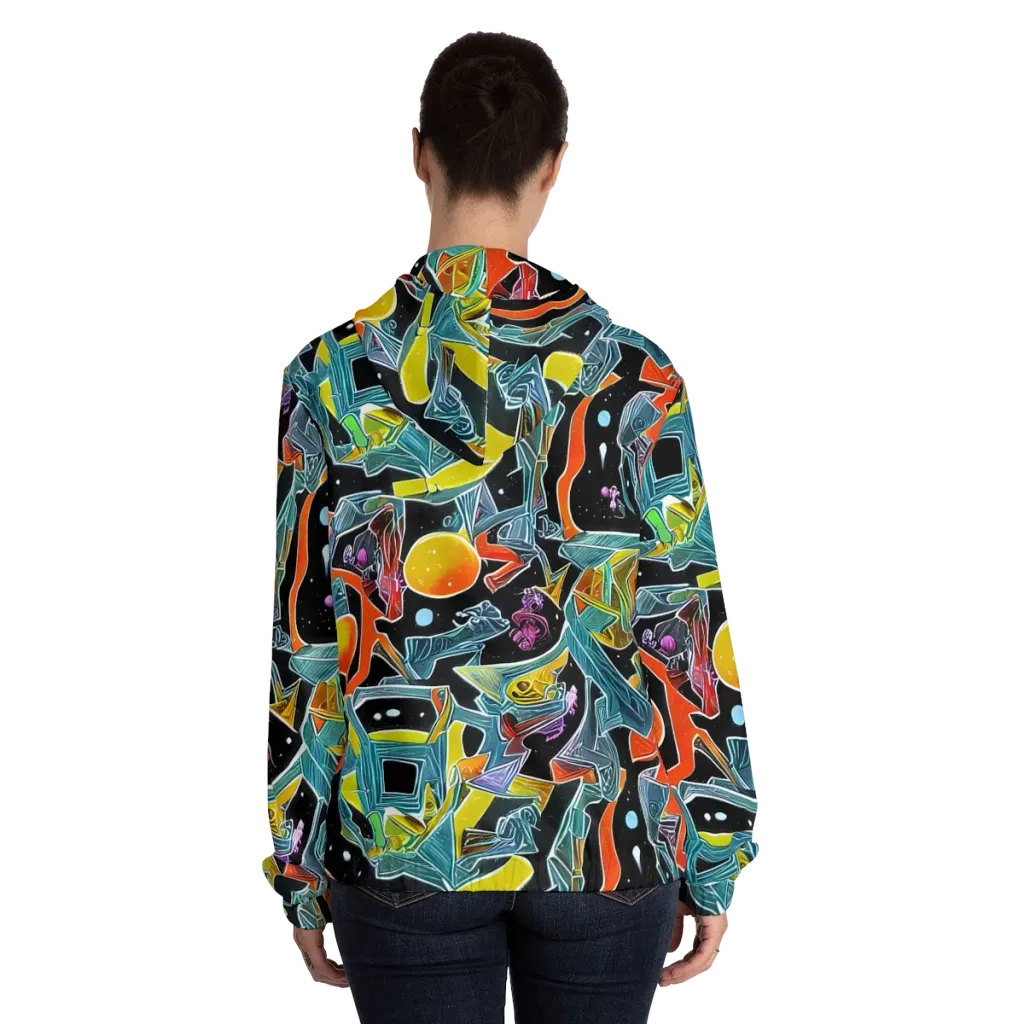 Lunar Collision on Women's Full-Zip Hoodie — Back On Person