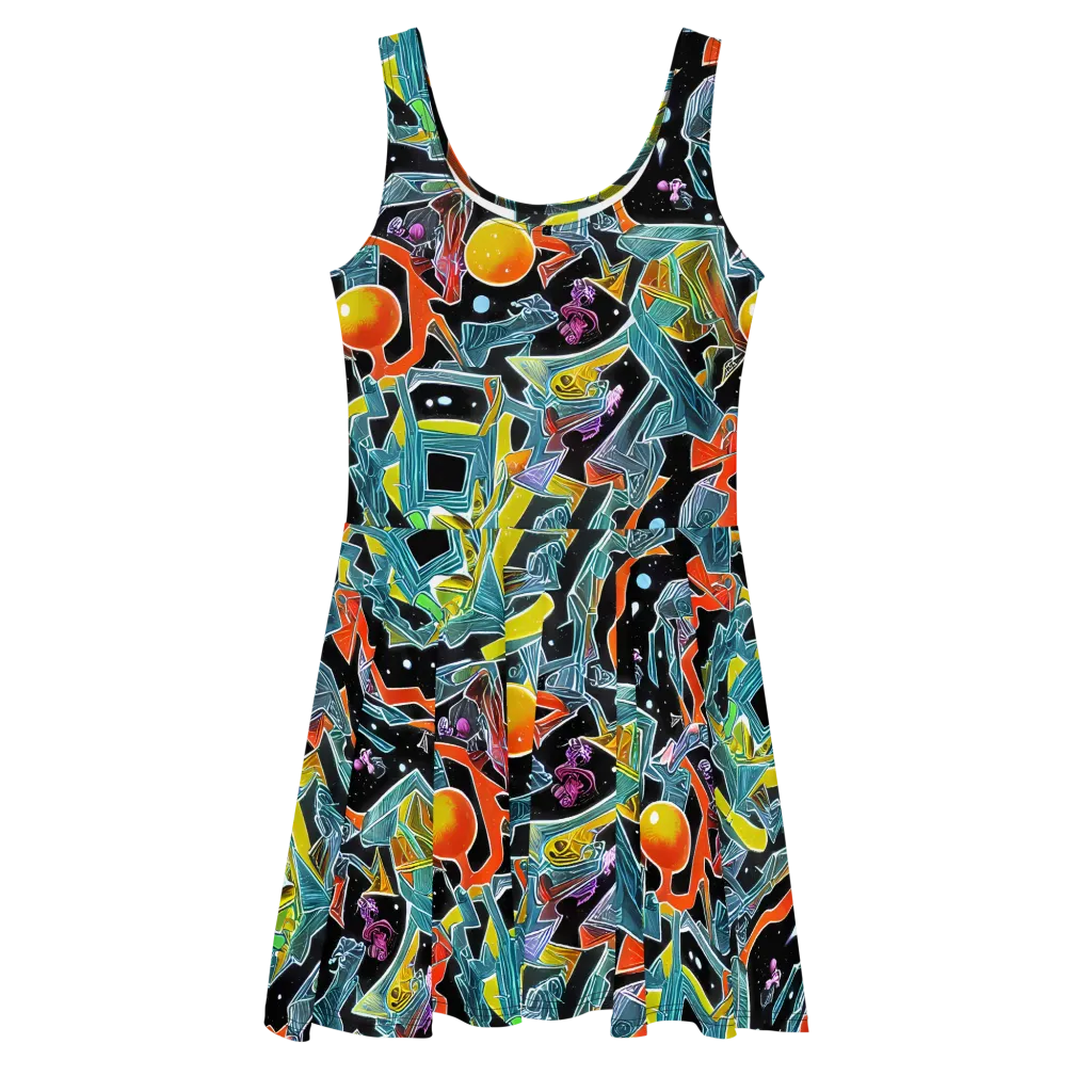 Lunar Collision on Skater Dress — Front