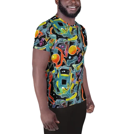 Lunar Collision on a Men's Athletic T-Shirt
