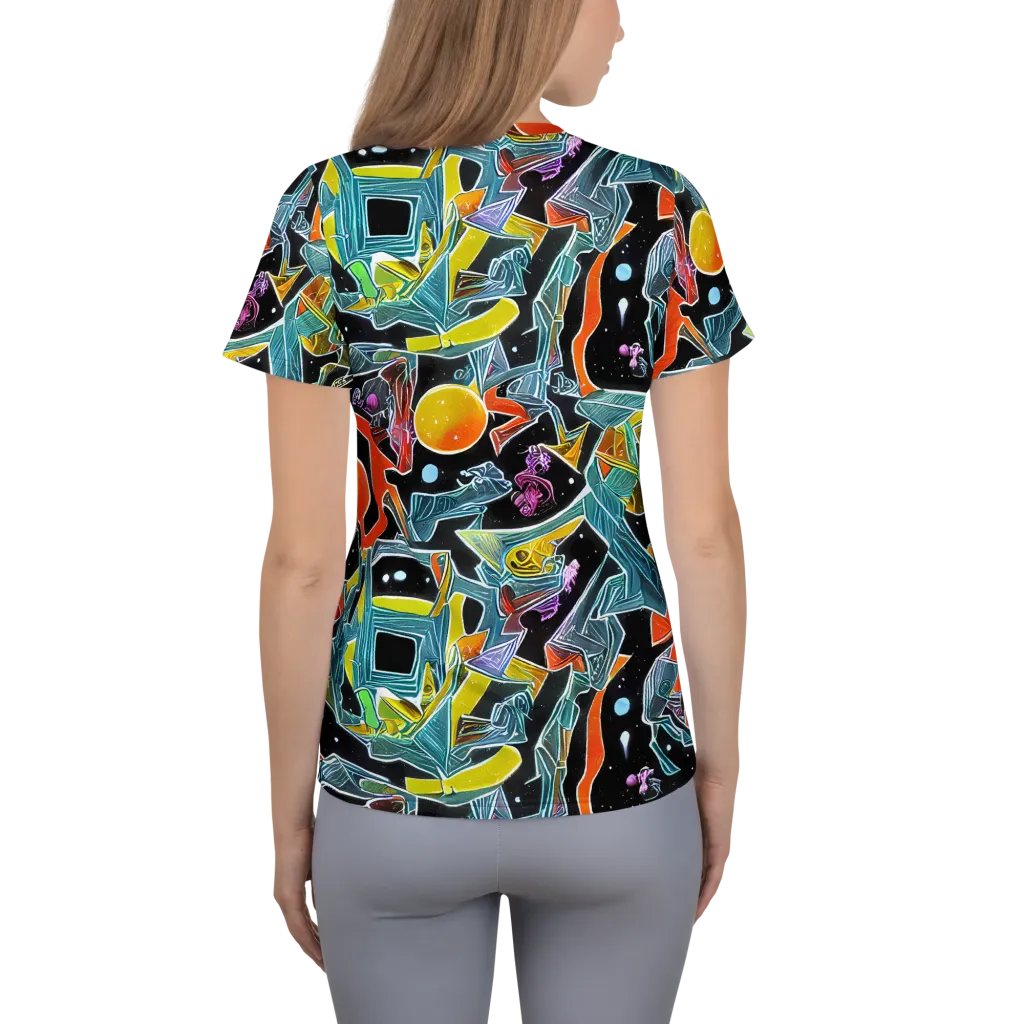 Lunar Collision on Women's Athletic T-Shirt — Back