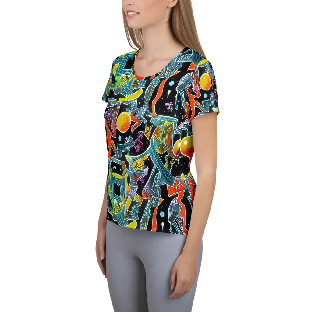 Lunar Collision on Women's Athletic T-Shirt — Left