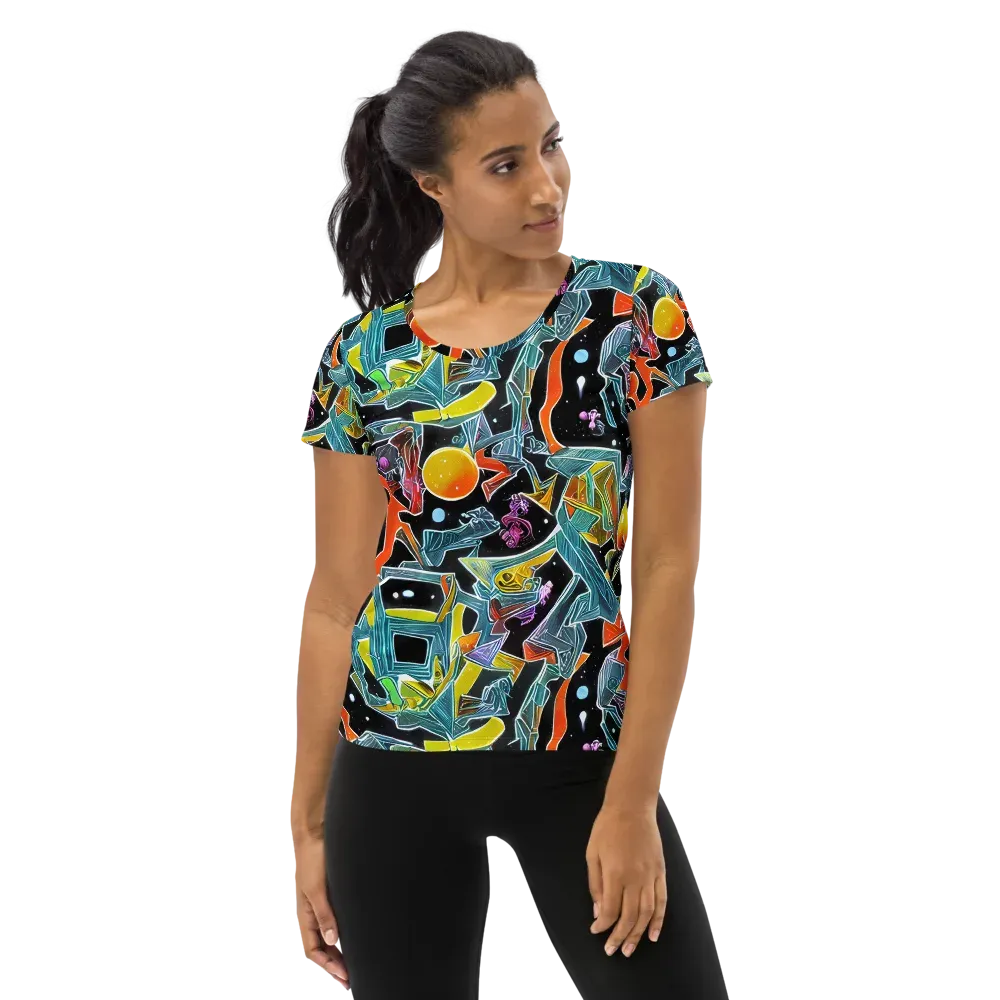 Lunar Collision on Women's Athletic T-Shirt — Front