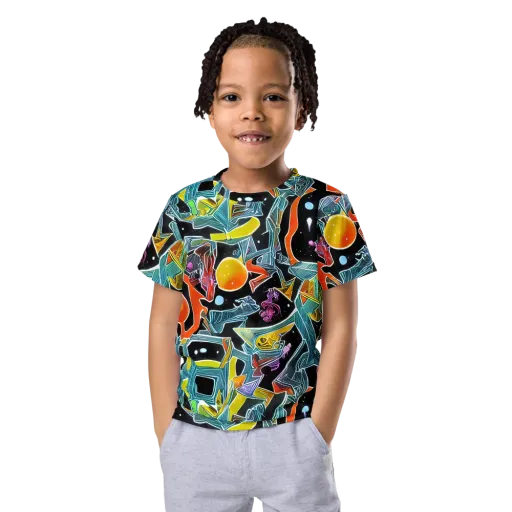 Lunar Collision on a Kids Crew Neck T-Shirt