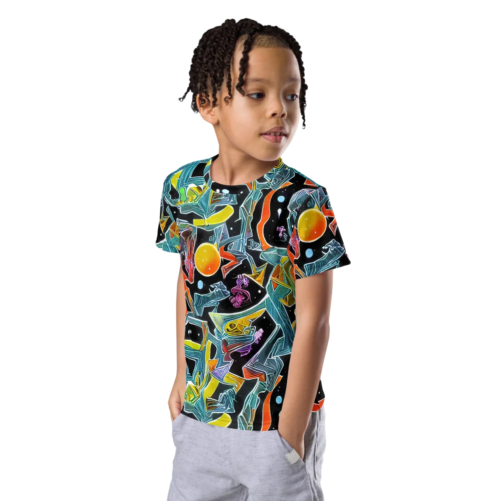 Lunar Collision on Kids Crew Neck T-Shirt — Left Front