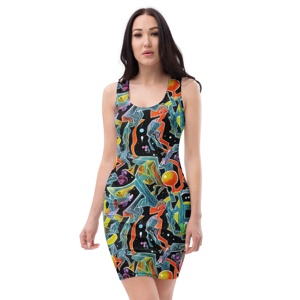 Lunar Collision on Bodycon Dress — Front