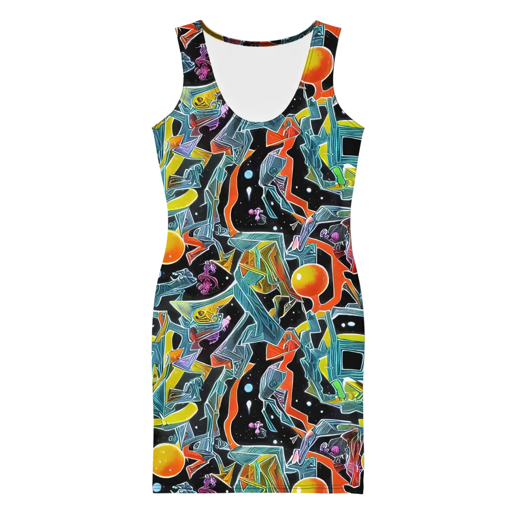 Lunar Collision on Bodycon Dress — Front