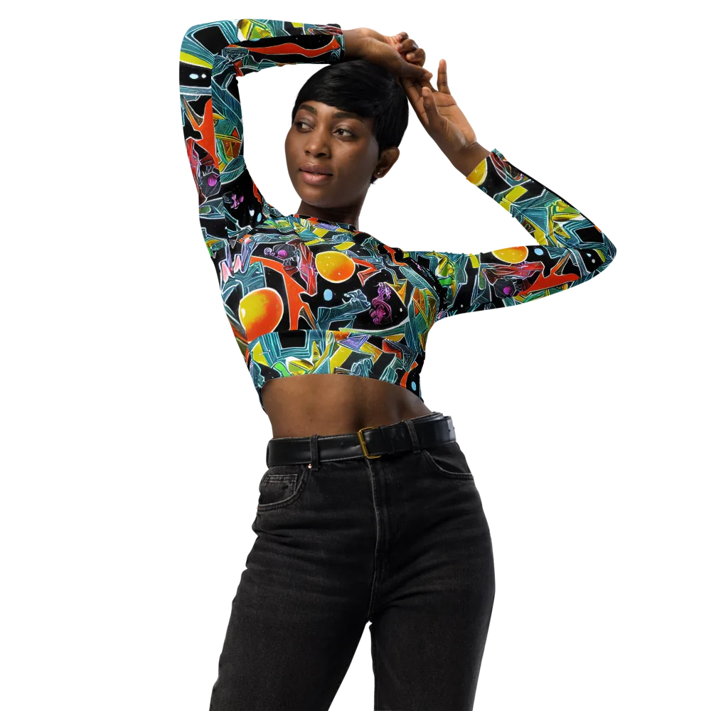 Lunar Collision on Long Sleeve Crop Top — Front
