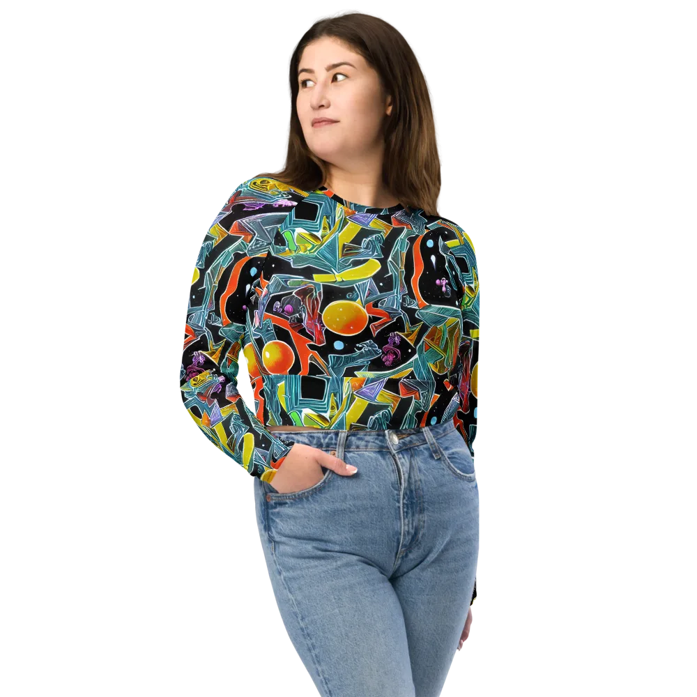Lunar Collision on Long Sleeve Crop Top — Front