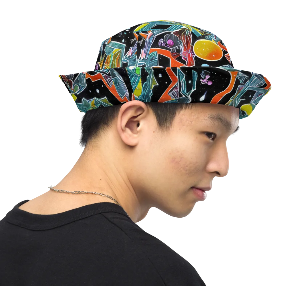 Lunar Collision on Reversible Bucket Hat — Right Outside