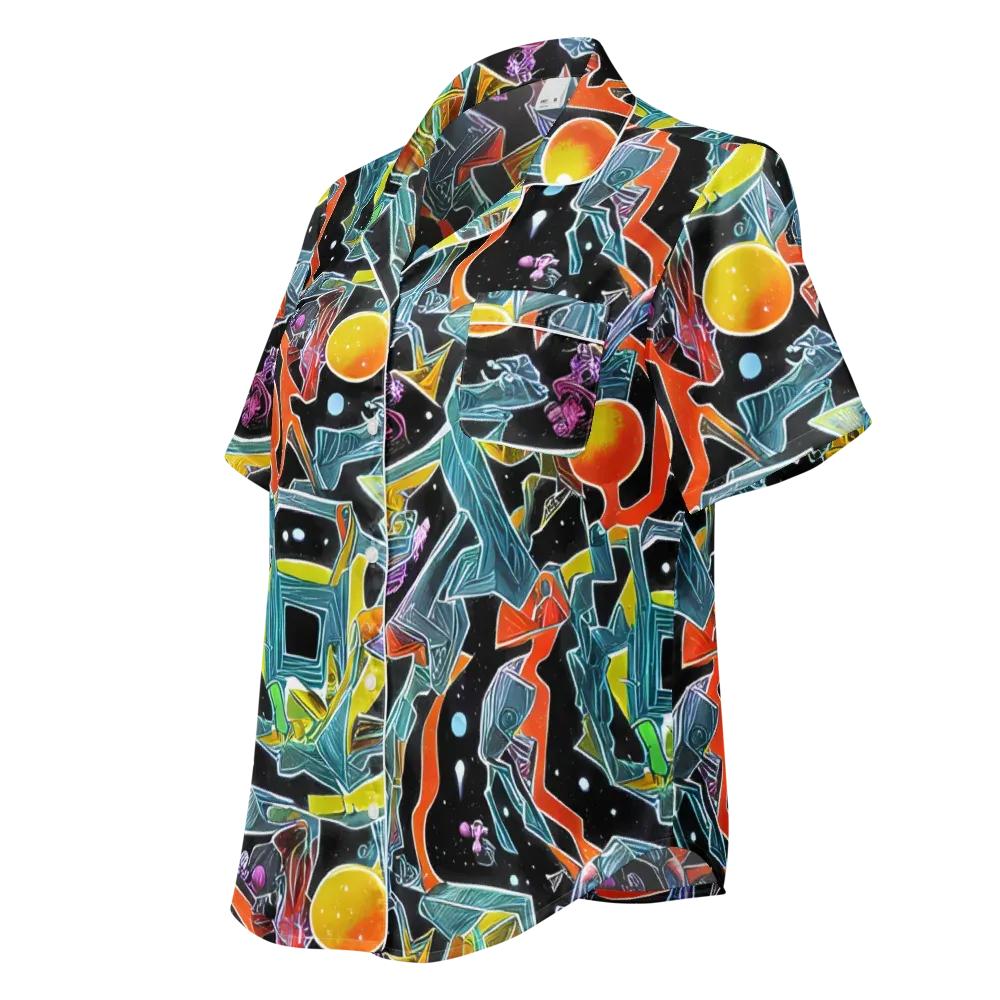 Lunar Collision on Women's Short Sleeve Pajama Top — Left Front