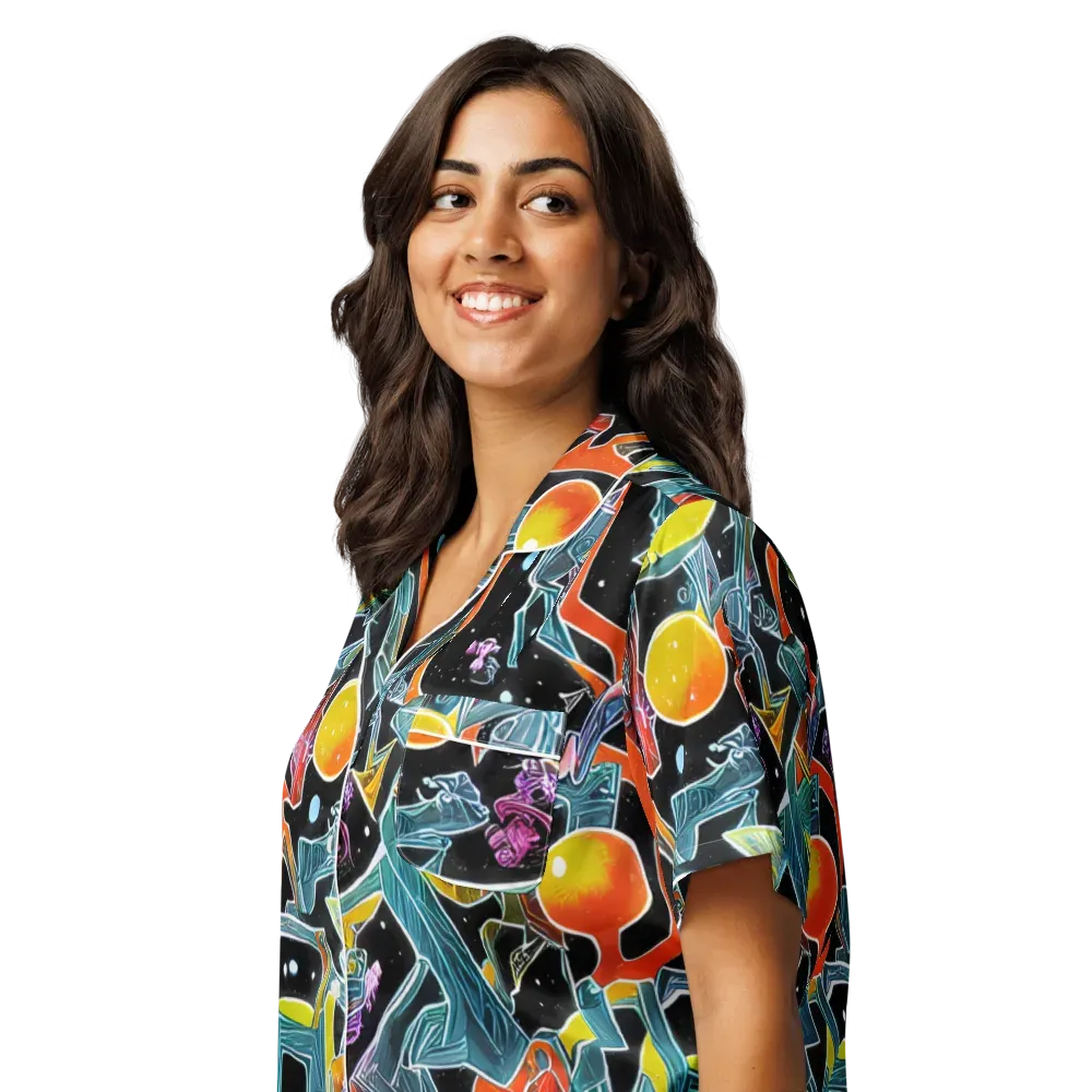Lunar Collision on Women's Short Sleeve Pajama Top — Left Front