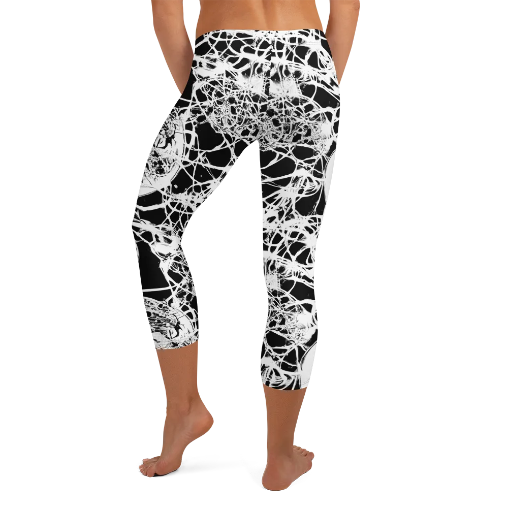 Black Lace Riot on Capri Leggings — Back