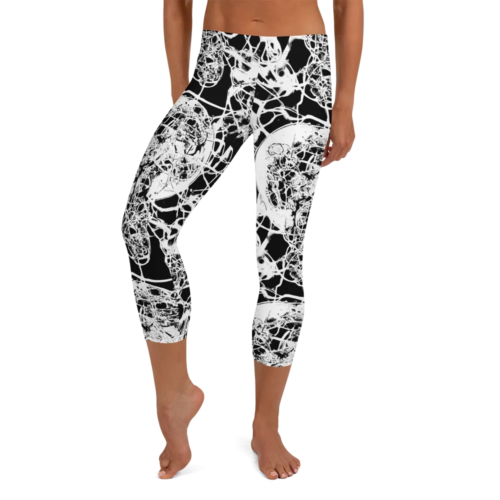 Black Lace Riot on Capri Leggings — Front