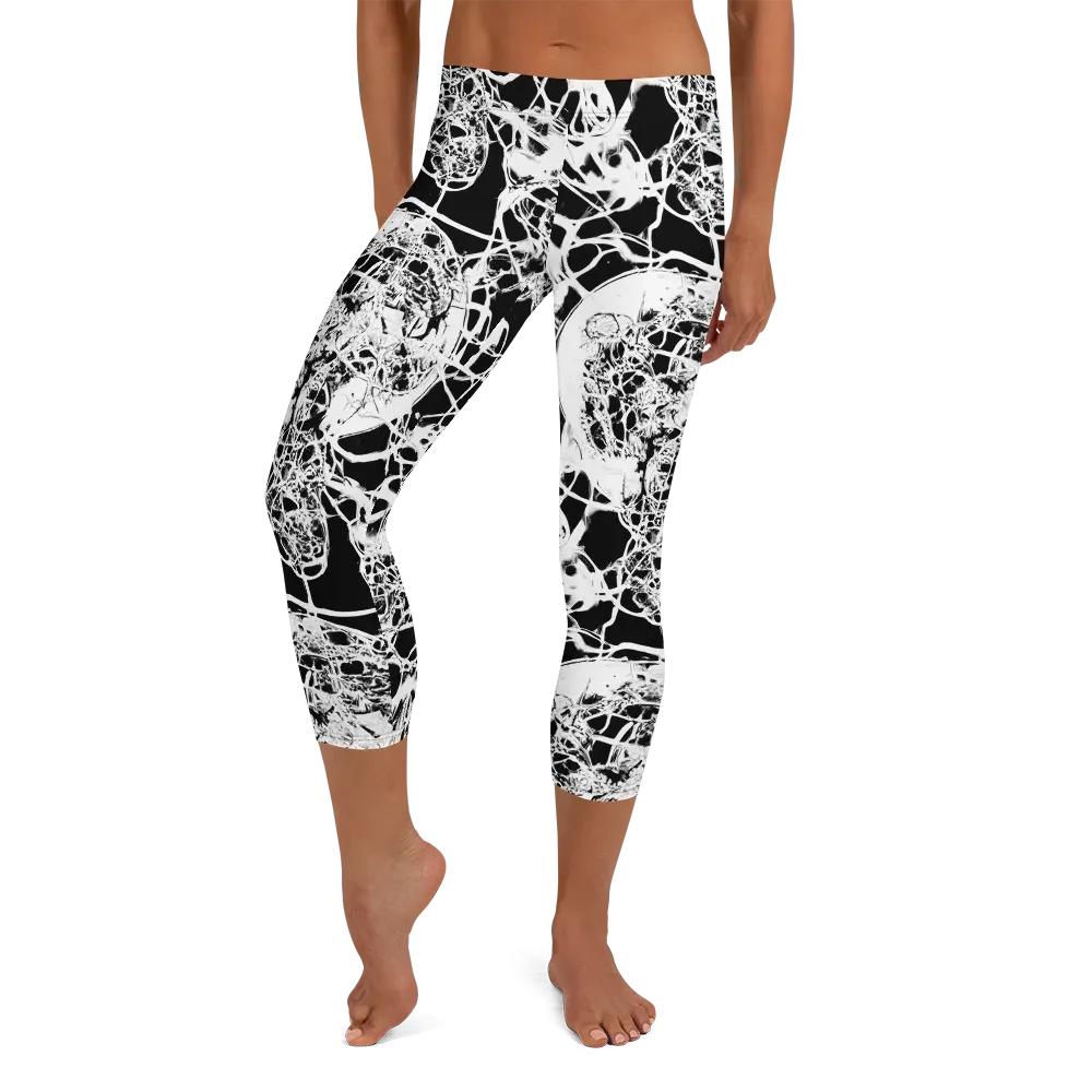 Black Lace Riot on Capri Leggings — Front