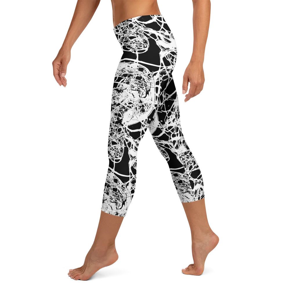Black Lace Riot on Capri Leggings — Left