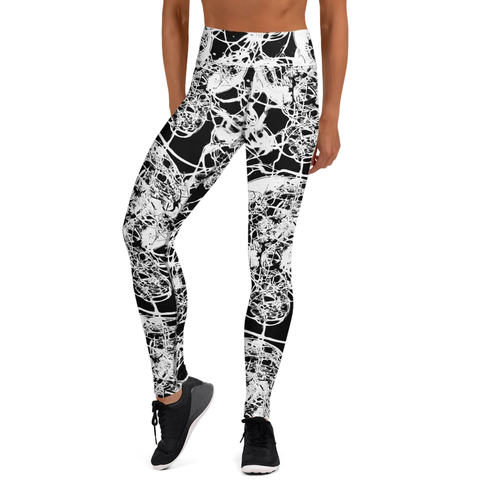 Black Lace Riot on Yoga Leggings — Front