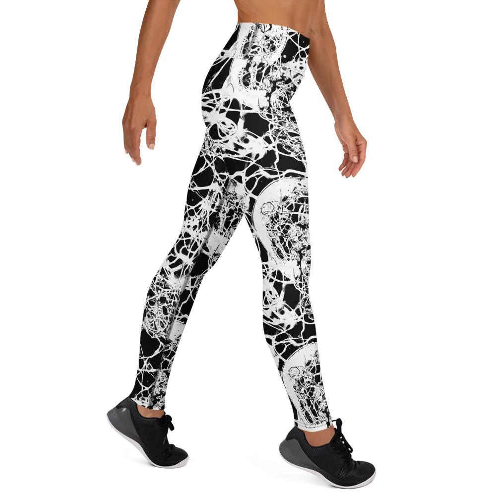 Black Lace Riot on Yoga Leggings — Right