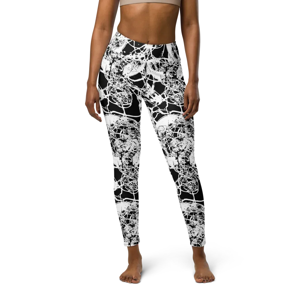 Black Lace Riot on Yoga Leggings — Front