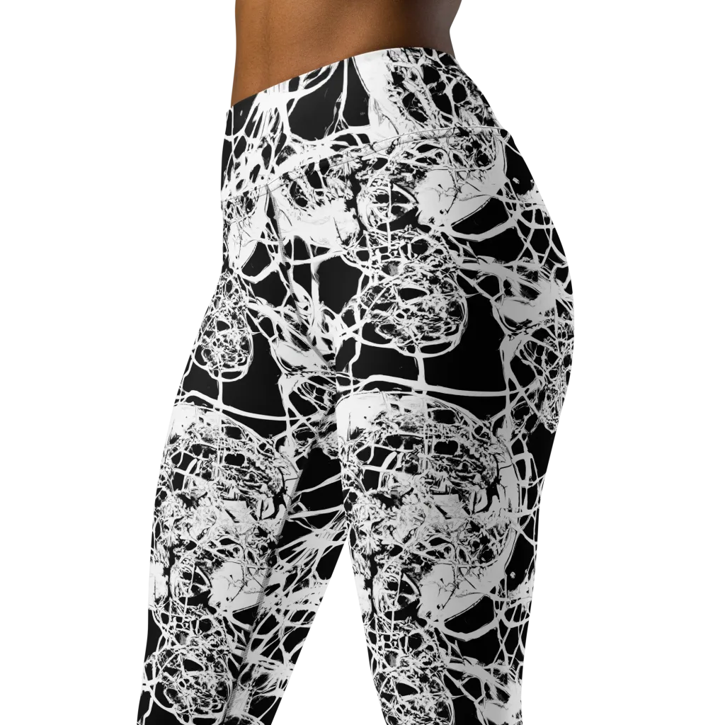Black Lace Riot on Yoga Leggings — Left Front