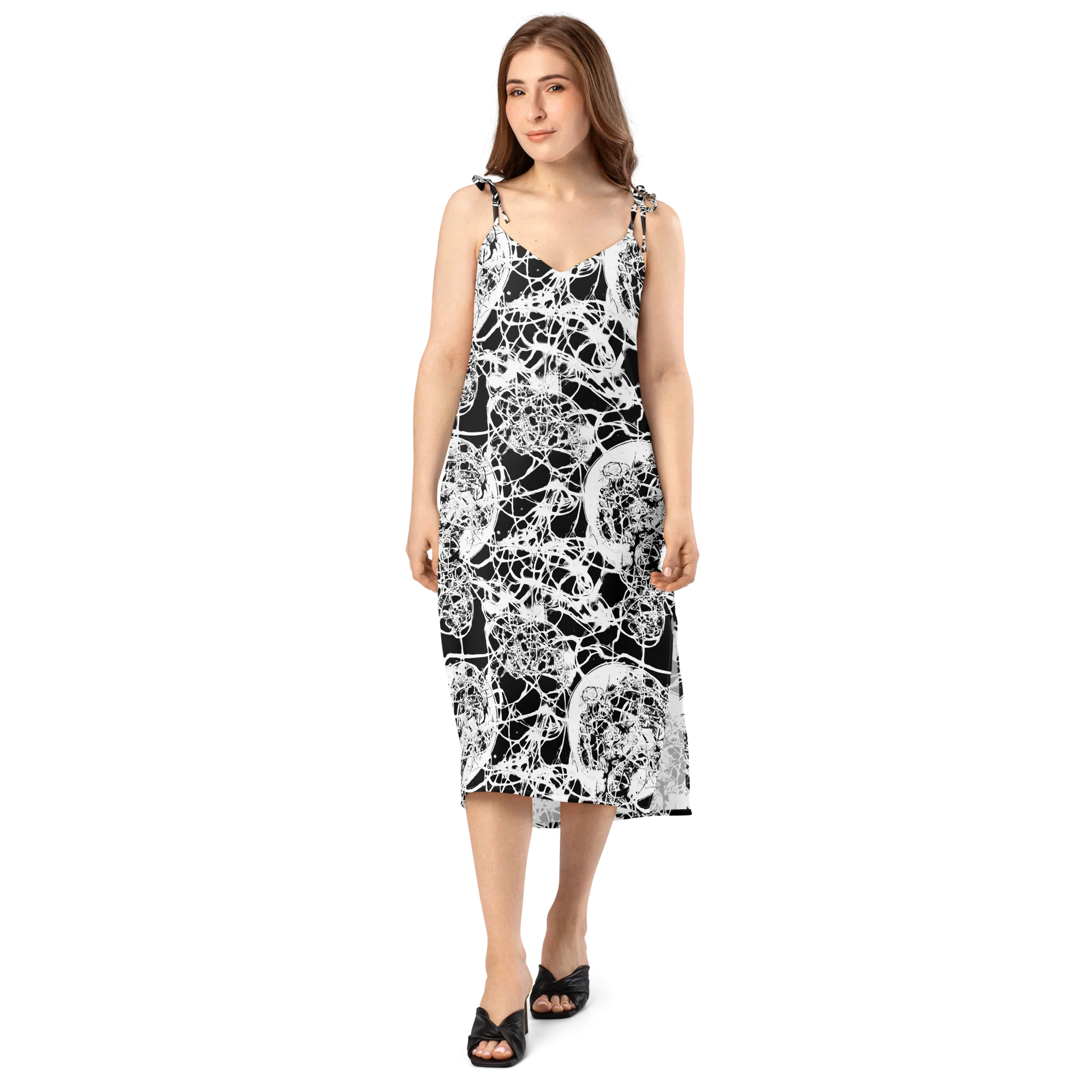 Black Lace Riot on Slip Dress — Front