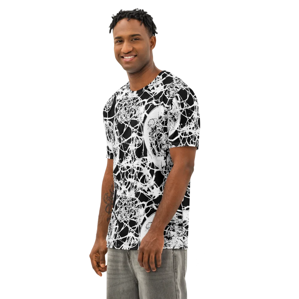 Black Lace Riot on Men's Cotton Crew Neck T-Shirt — Left Front