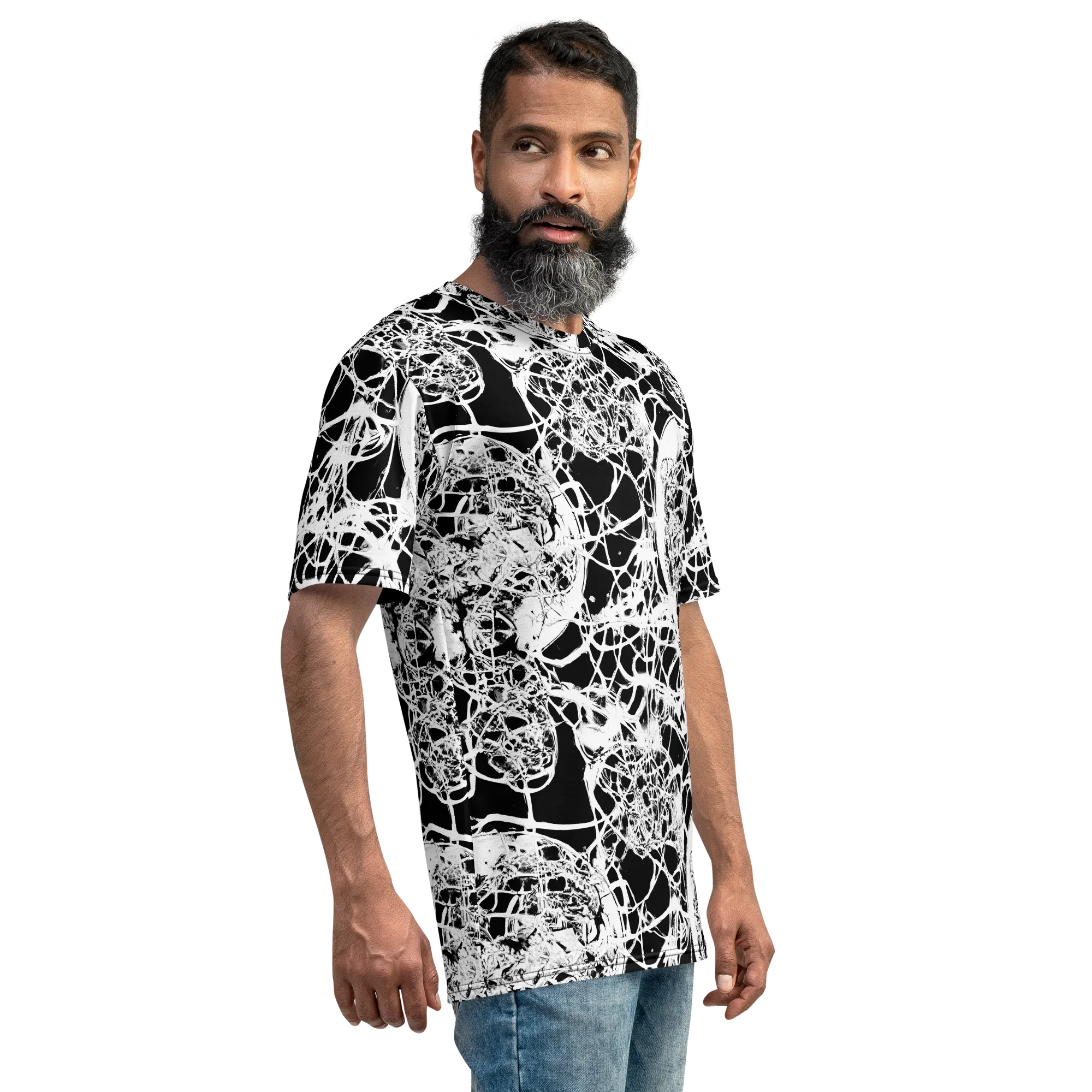 Black Lace Riot on Men's Crew Neck T-Shirt — Right