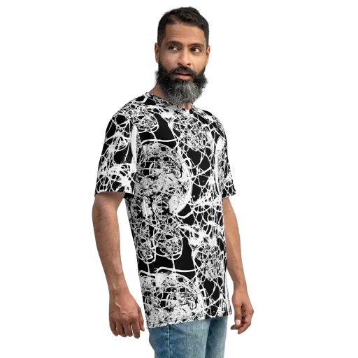 Black Lace Riot on a Men's Crew Neck T-Shirt