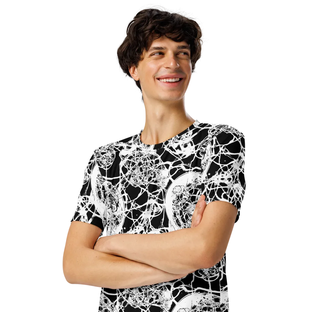 Black Lace Riot on Men's Crew Neck T-Shirt — Left Front