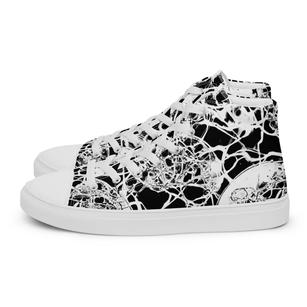 Black Lace Riot on Men's High Top Canvas Shoes — Left