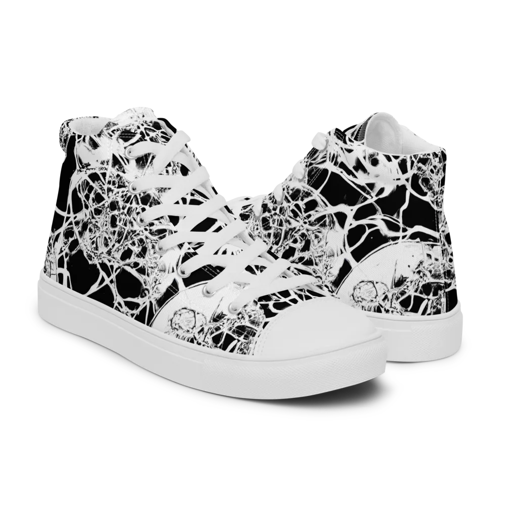 Black Lace Riot on Men's High Top Canvas Shoes — Right