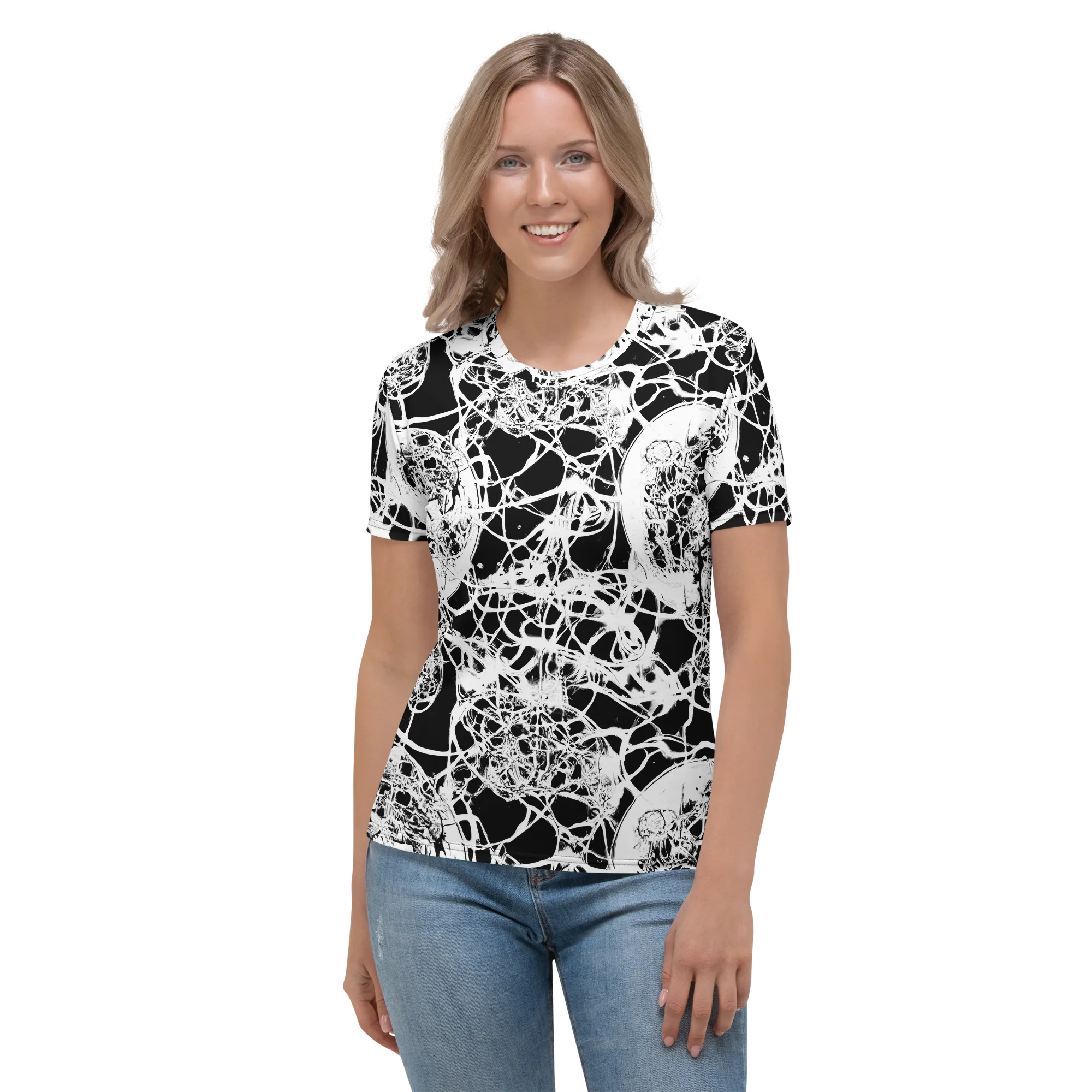 Black Lace Riot on Women's Crew Neck T-Shirt — Front