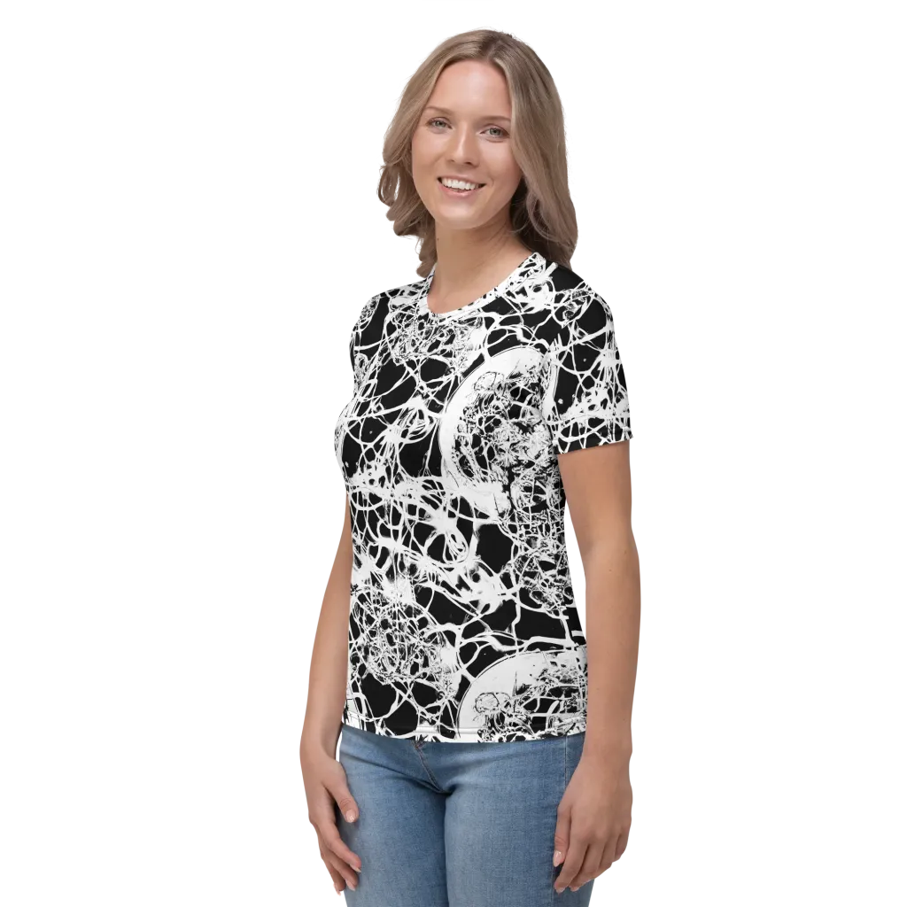 Black Lace Riot on Women's Crew Neck T-Shirt — Left