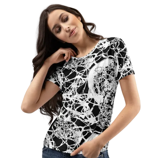 Black Lace Riot on a Women's Crew Neck T-Shirt