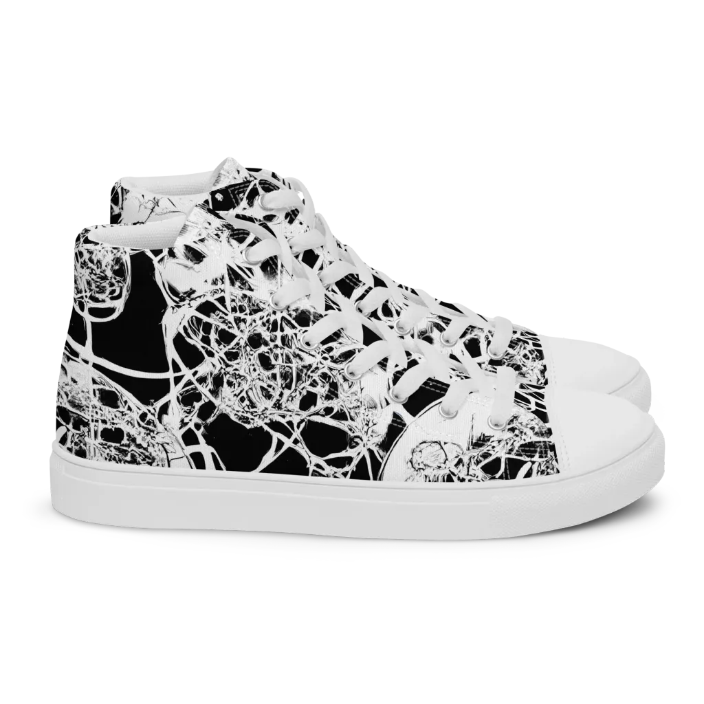 Black Lace Riot on Women's High Top Canvas Shoes — Right