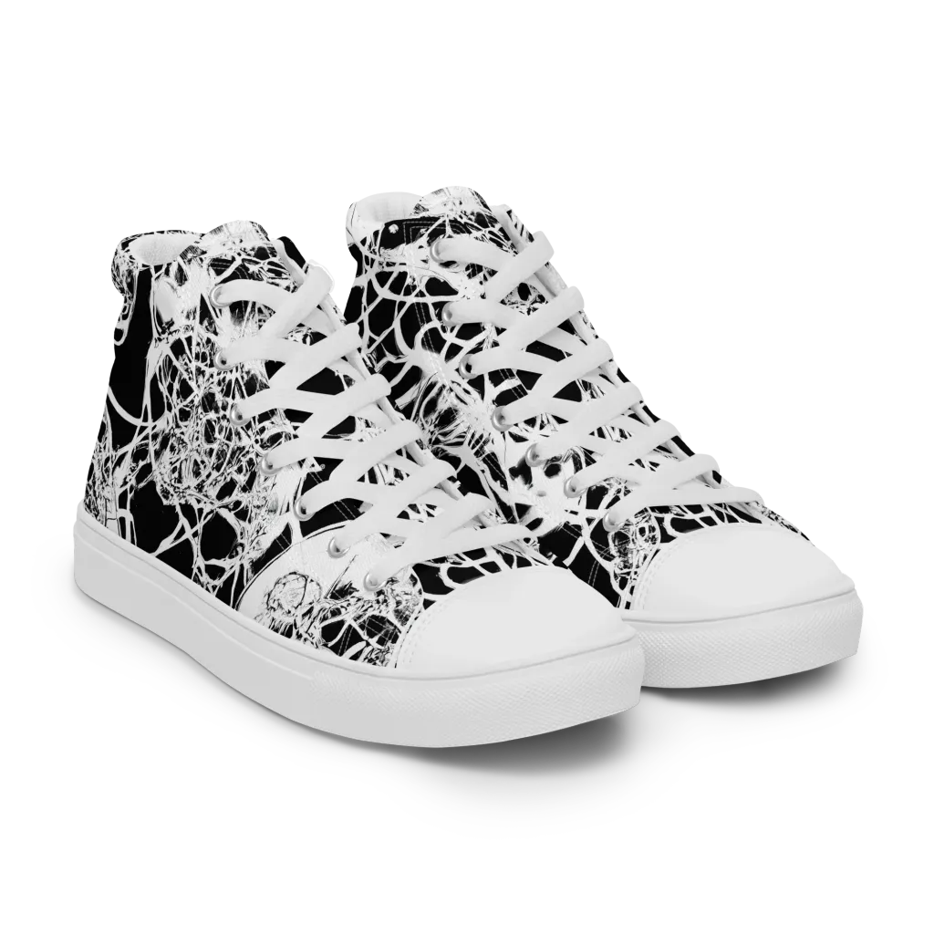Black Lace Riot on Women's High Top Canvas Shoes — Right Front