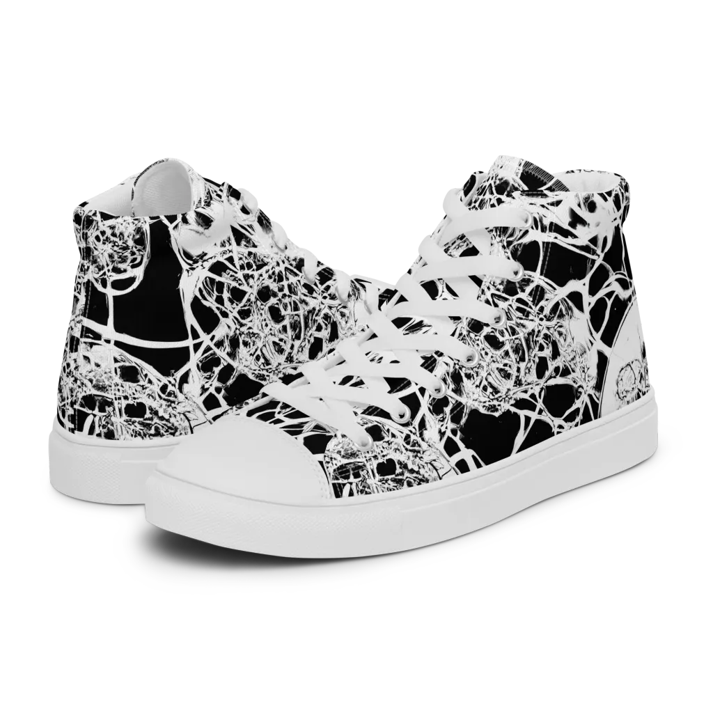 Black Lace Riot on Women's High Top Canvas Shoes — Left