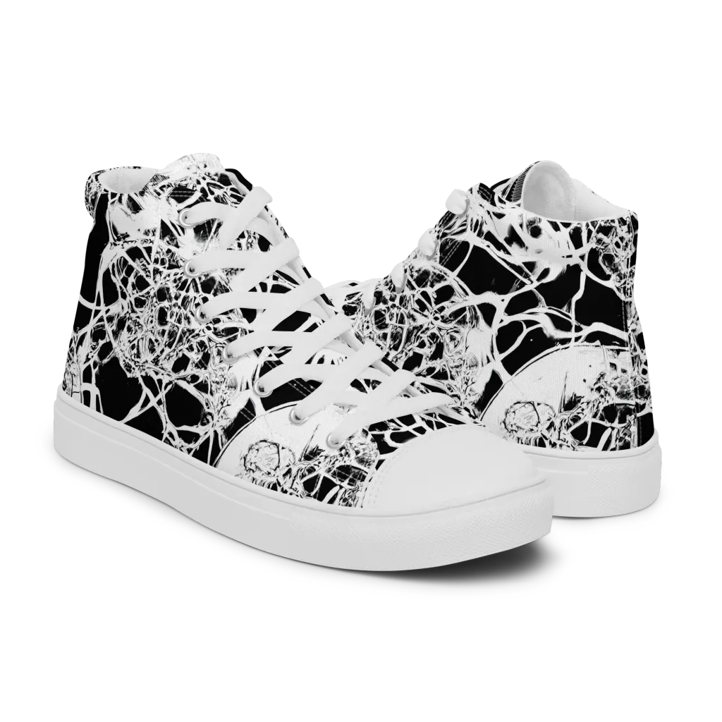 Black Lace Riot on Women's High Top Canvas Shoes — Right