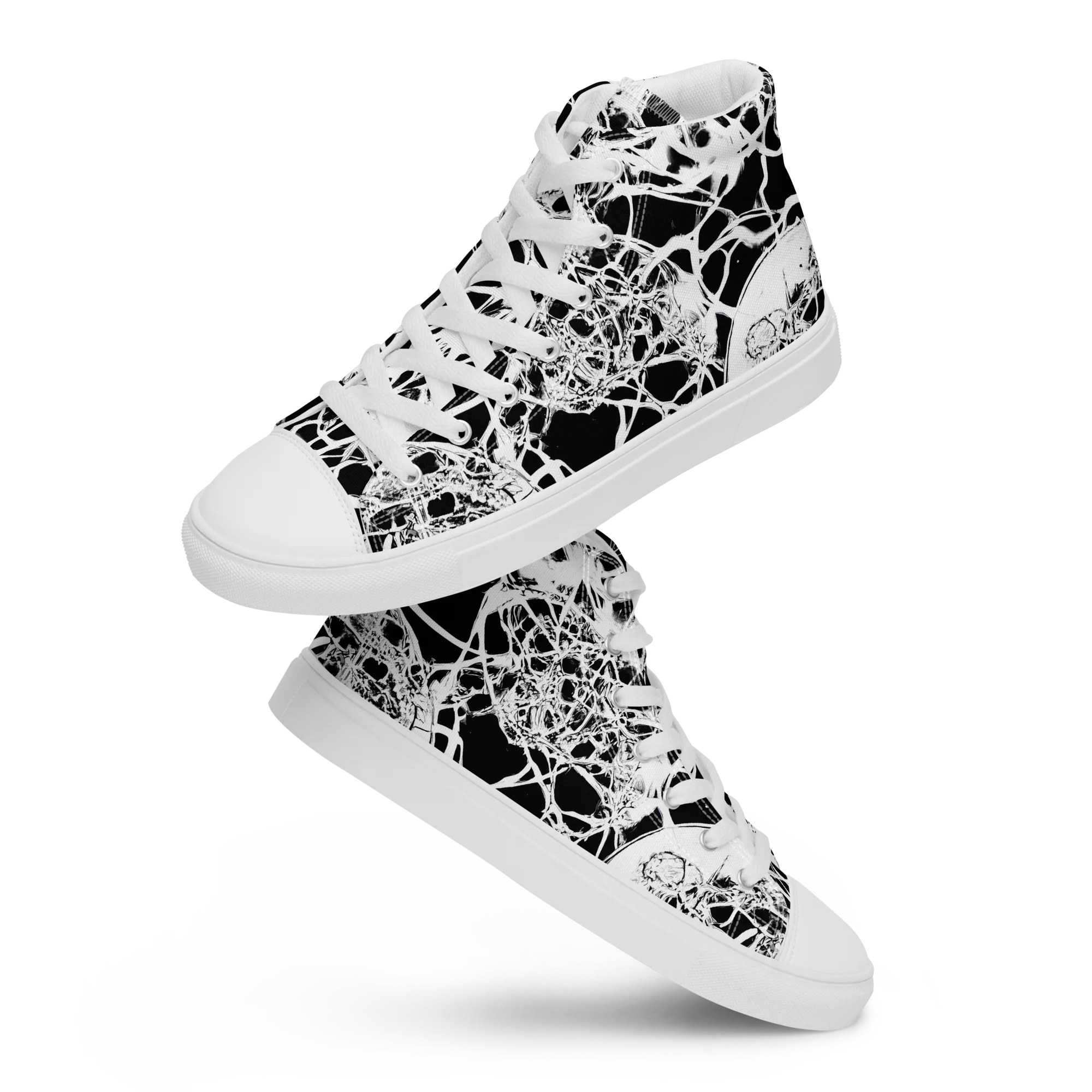 Black Lace Riot on Women's High Top Canvas Shoes — Front