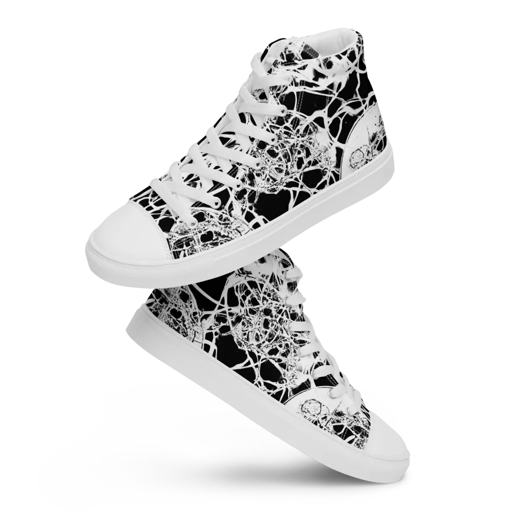 Black Lace Riot on Women's High Top Canvas Shoes — Front