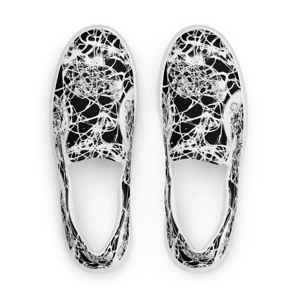 Black Lace Riot on Men's Slip-On Canvas Shoes — Front