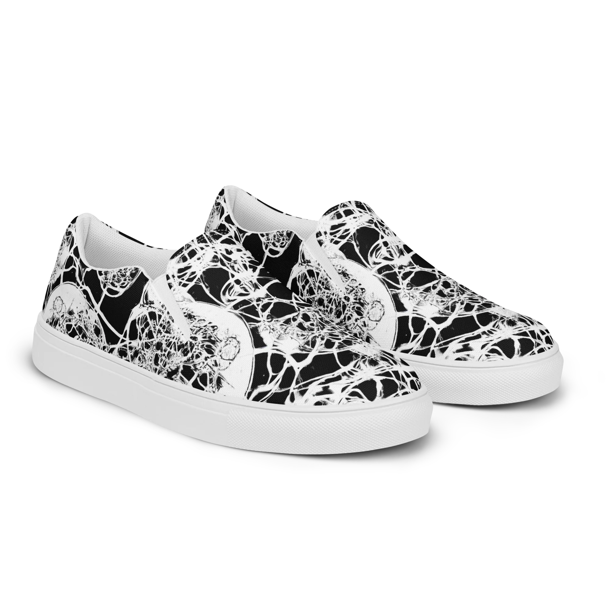 Black Lace Riot on Men's Slip-On Canvas Shoes — Right Front