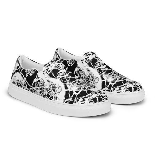 Black Lace Riot on a Men's Slip-On Canvas Shoes