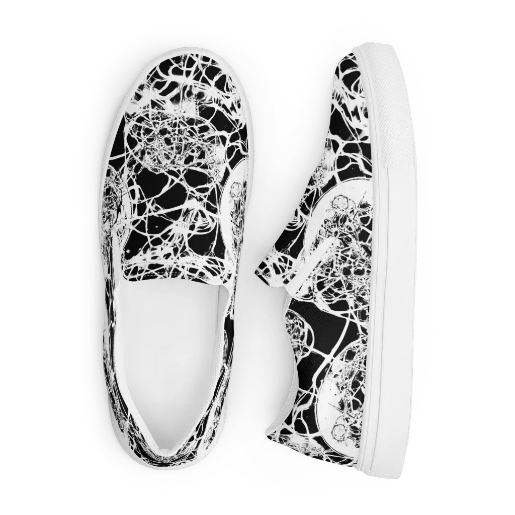 Black Lace Riot on Men's Slip-On Canvas Shoes — Front
