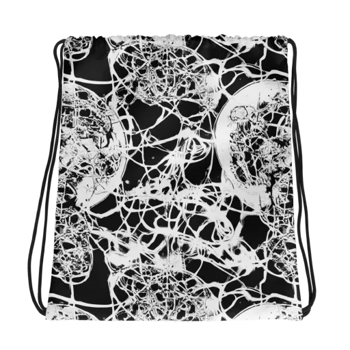 Black Lace Riot on a Drawstring Bag