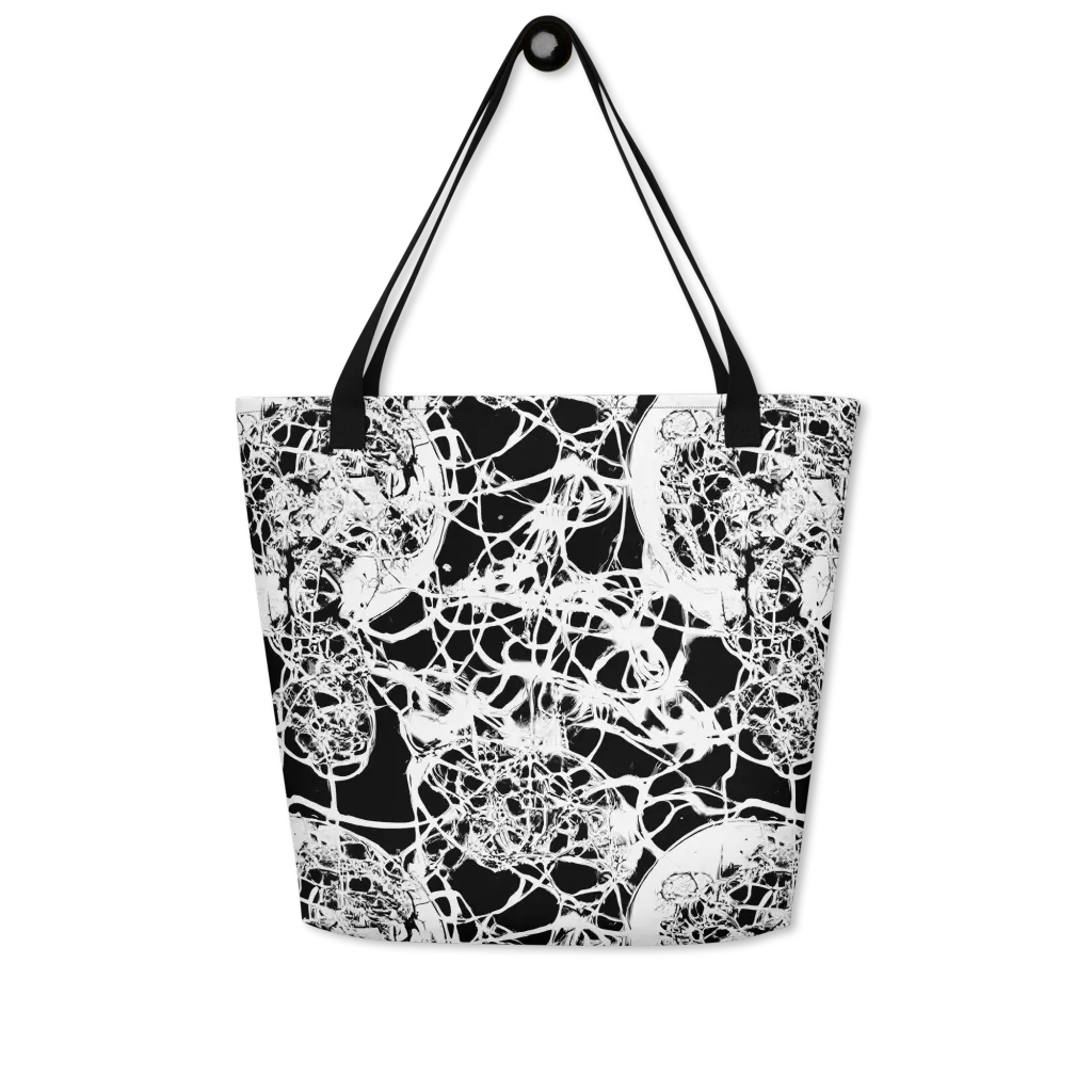 Black Lace Riot on Large Tote Bag W/ Pocket — Front