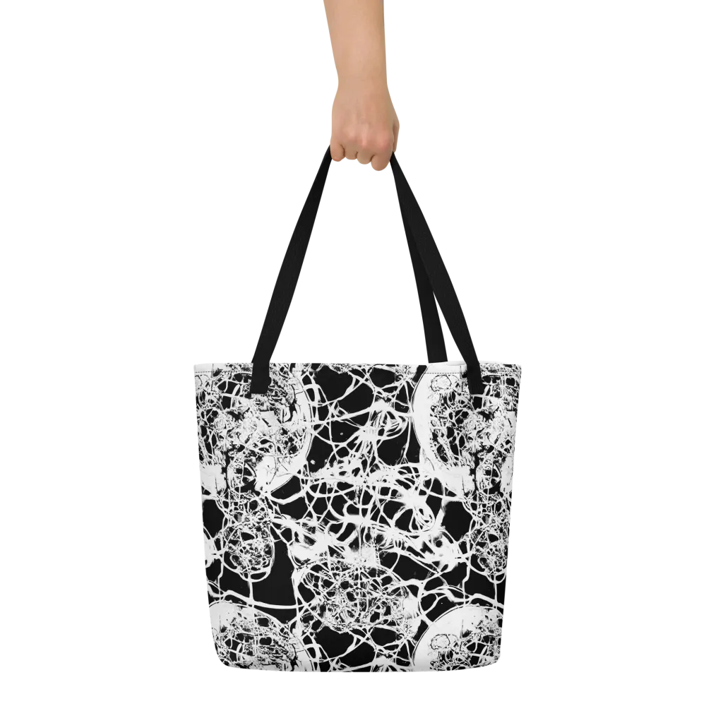 Black Lace Riot on Large Tote Bag W/ Pocket — Front